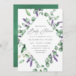 Eucalyptus Lavender Greenery Baby Shower Einladung