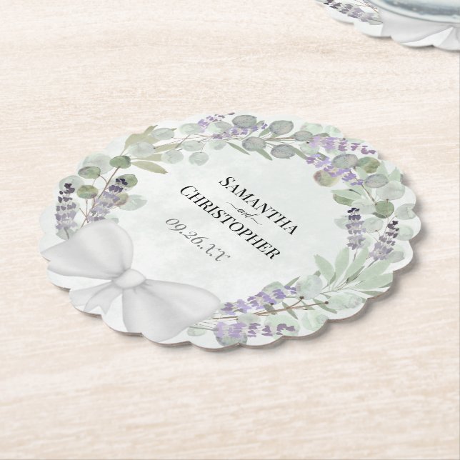 Eucalyptus & Lavender Wreath Elegant Wedding Untersetzer (angewinkelt)