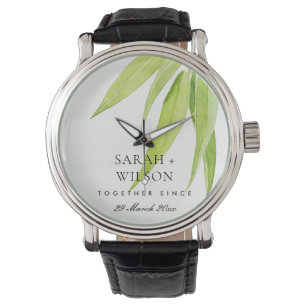 EUCALYPTUS LEAF FOLIAG SAVE THE DATE WEDD GIFT ARMBANDUHR