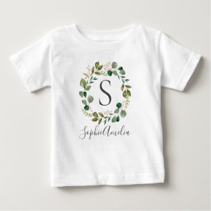 Eucalyptus Leafy Wreath Personalisiert Baby Name Baby T-shirt