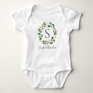 Eucalyptus Leafy Wreath Personalisiert Babyname Baby Strampler