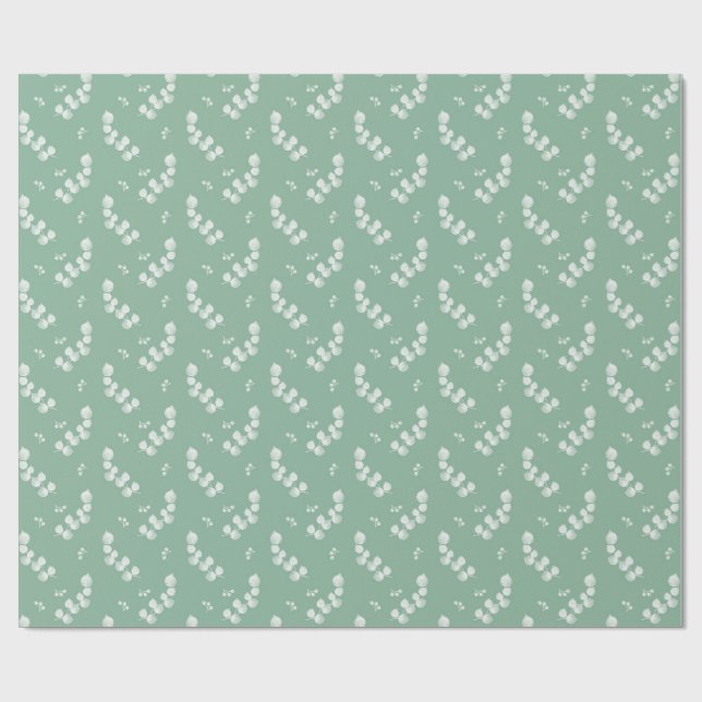 Eucalyptus Leaves and Branches Watercolor Pattern  Geschenkpapier (Flach)