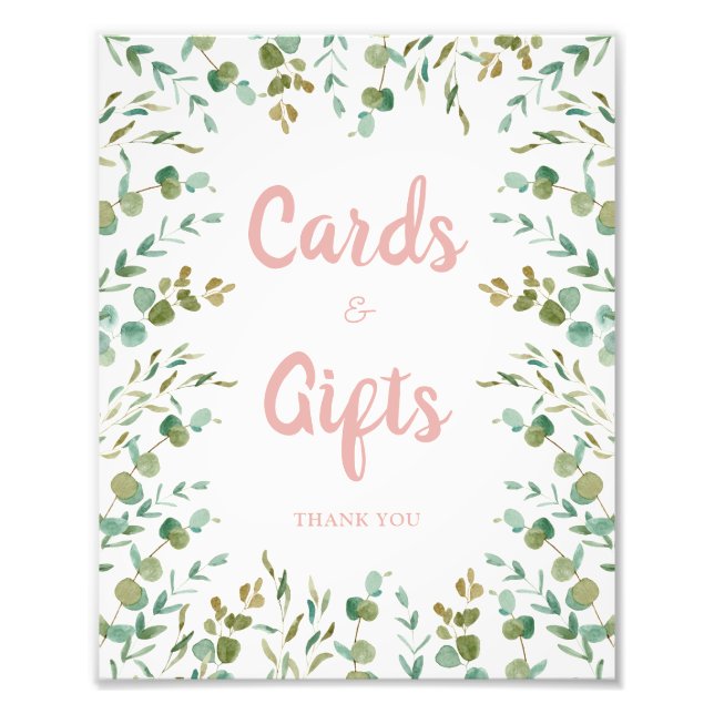 Eucalyptus Leaves Cards and Gifts Sign Fotodruck (Vorne)