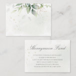 Eucalyptus Leaves Greenery Gold Honeymoon Fund Begleitkarte<br><div class="desc">Beautiful wedding honeymoon fund enclosure cards featuring watercolor eucalyptus and gold leaves.</div>