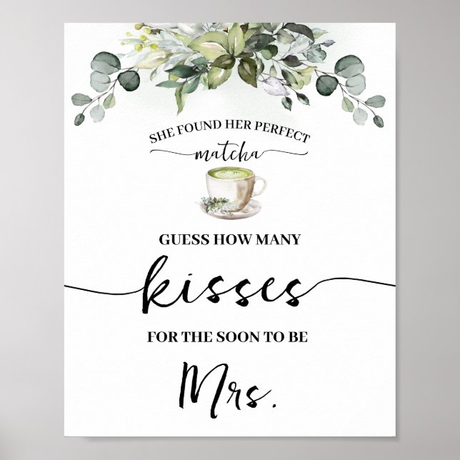 Eucalyptus Matcha How Many Kisses for Mrs Game Poster (Vorne)