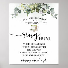 Eucalyptus Matcha Ring Hunt Bridal Shower Game Poster