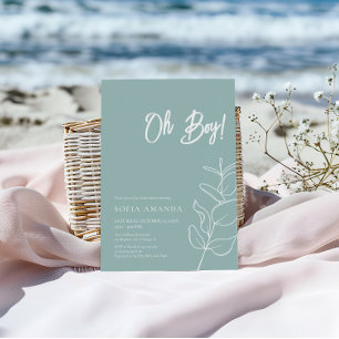 EUCALYPTUS Minimalistisch Blue Pastel Baby Dusche Einladung