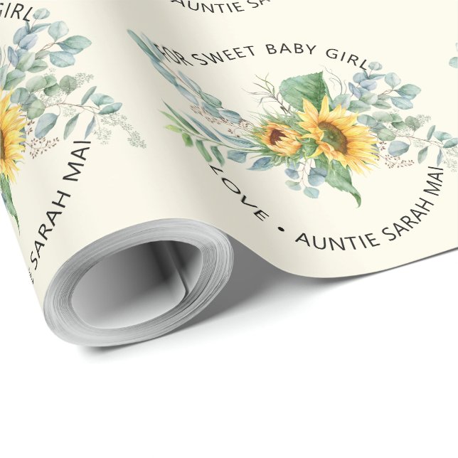 Eucalyptus Personalisiert Baby Dusche Geschenkpapier (Rolleneckpunkt)