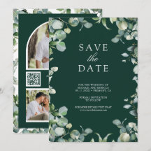 Eucalyptus Photo QR Code Emerald Green Wedding
