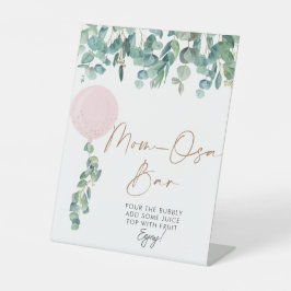Eucalyptus Pink Balloon Baby Shower Mama-osa Bar Sockelschild