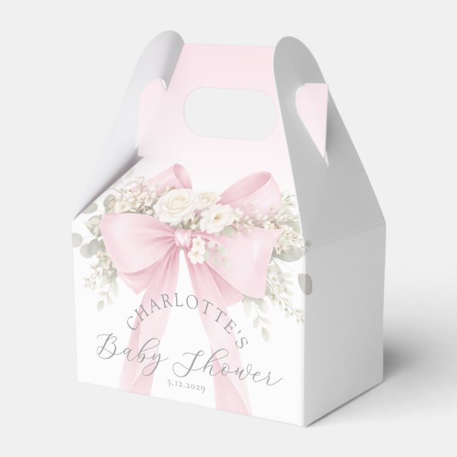 Eucalyptus Pink Bow Baby in bloom Baby Shower Geschenkschachtel (Vorderseite)