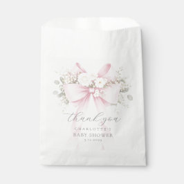 Eucalyptus Pink Bow Baby Shower Thank you Geschenktütchen