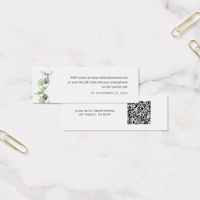 Eucalyptus-QR-Code-RSVP-Hochzeits-Webseite-Beilage (Büro)