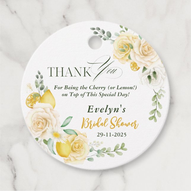 Eucalyptus Rose Brautparty Vielen Dank Geschenkanhänger (Vorderseite)