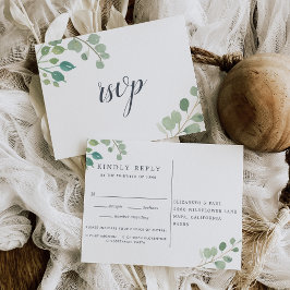 Eucalyptus RSVP Postcard with Meal Choice Einladungspostkarte