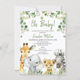 Eucalyptus Safari Baby Shower  Einladung