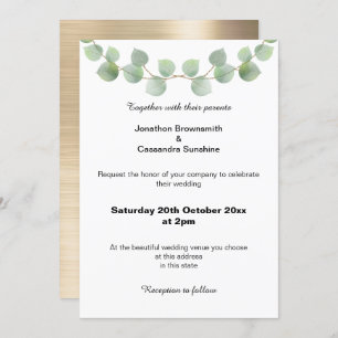 EUCALYPTUS SAGE BRUSHED GOLD WEDING INVITATION EINLADUNG