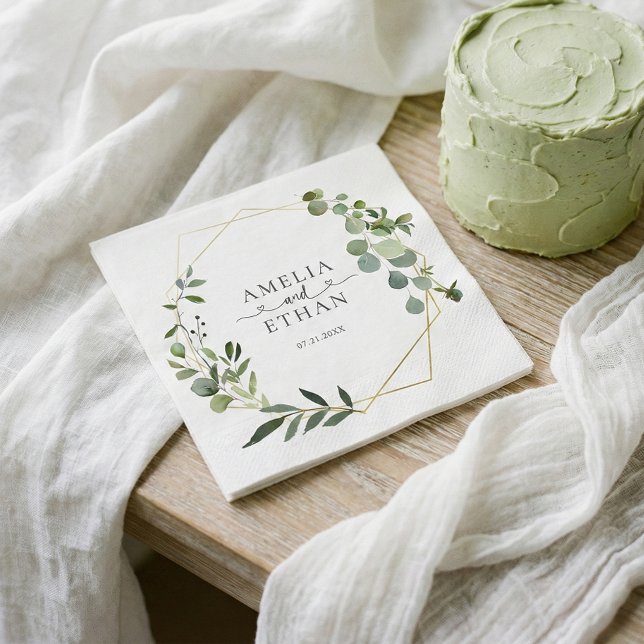 Eucalyptus Script Heart Wedding Serviette (Von Creator hochgeladen)