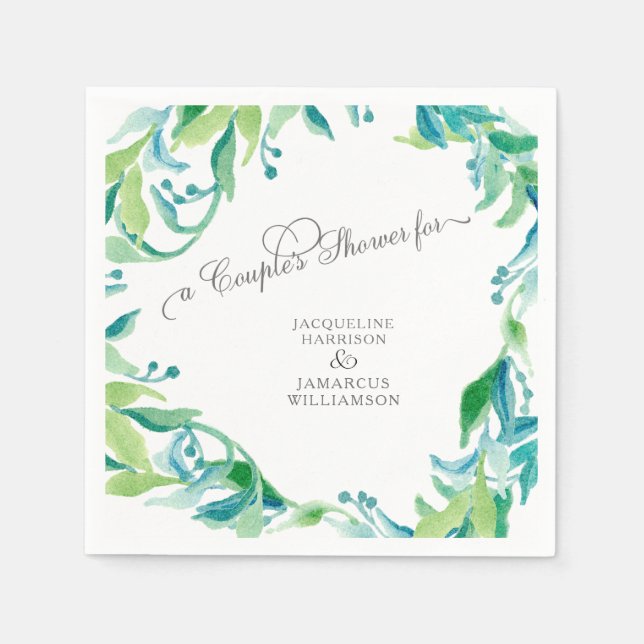 Eucalyptus Seed Leaf Laurel Wreath Boho Couples Serviette (Vorderseite)