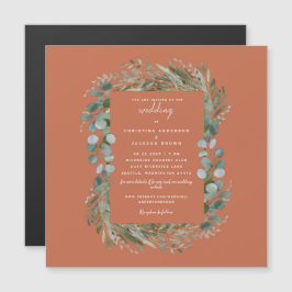 Eucalyptus Terracotta Wedding Magnetic Magneteinladung