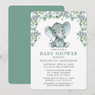 Eucalyptus Verlasse Elephant Baby Dusche Einladung