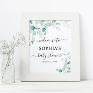 Eucalyptus Verlasse Grünpflanzen Babydusche Begrüß Poster