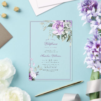 Eucalyptus Violet Flowers Baby Shower Acryleinladungen