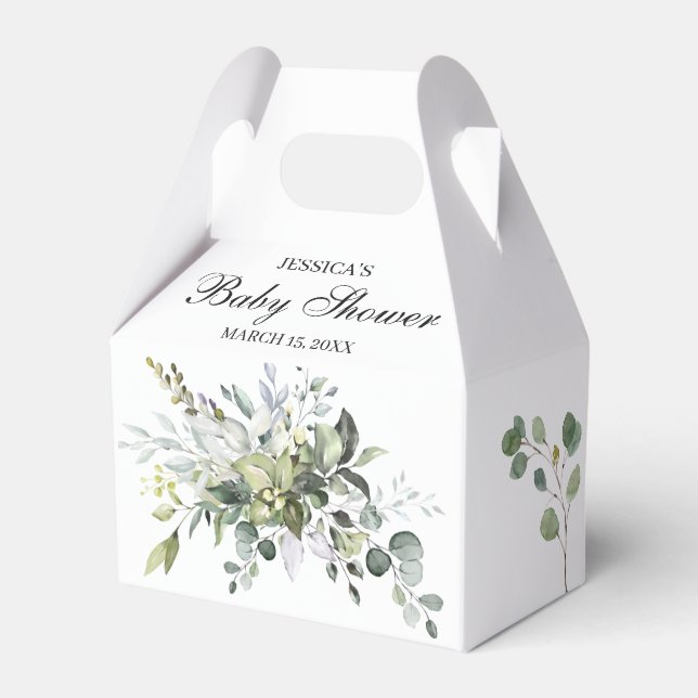 Eucalyptus Watercolor Baby Showbox Geschenkschachtel (Vorderseite)