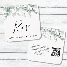 Eucalyptus Watercolor QR Code Wedding RSVP Begleitkarte
