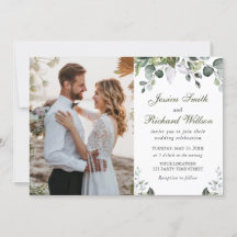 Eucalyptus Watercolor Wedding FOTO Einladung