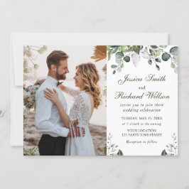 Eucalyptus Watercolor Wedding FOTO Einladung