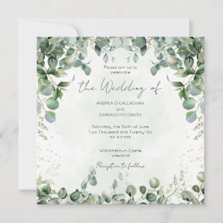 Eucalyptus Wedding Invitation Square 1001  Einladung