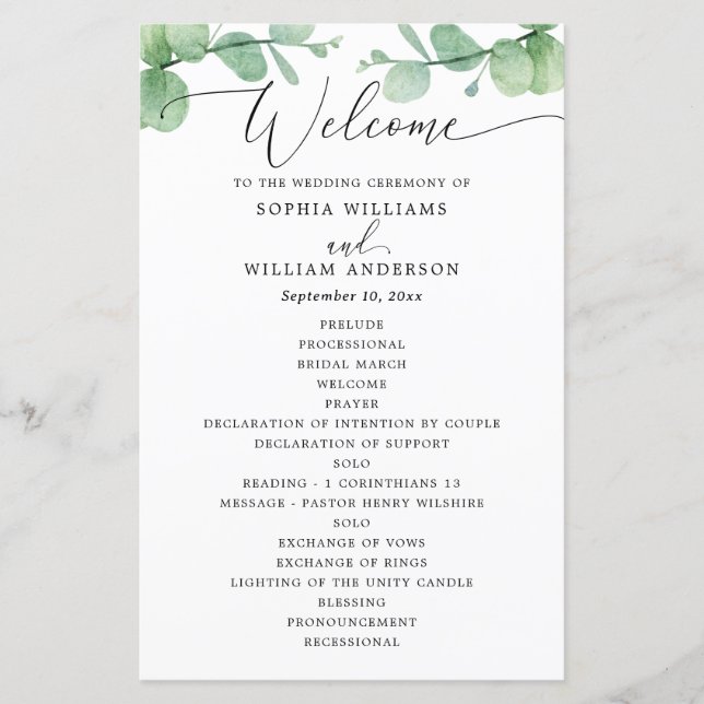 Eucalyptus Wedding Program | Outdoor Botanical  (Vorderseite)