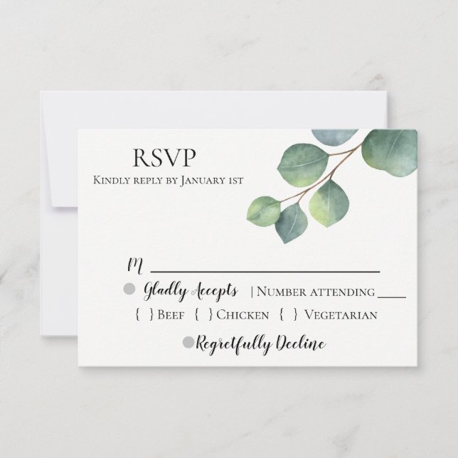 Eucalyptus Wedding RSVP (Vorderseite)