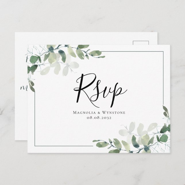 Eucalyptus Wedding RSVP Postcard Postkarte (Vorne/Hinten)