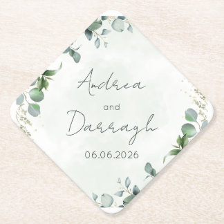 Eucalyptus Wedding Square Paper Coaster 1001A Untersetzer