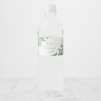 Eucalyptus Wedding Water Bottle Label 1001A Wasserflaschenetikett