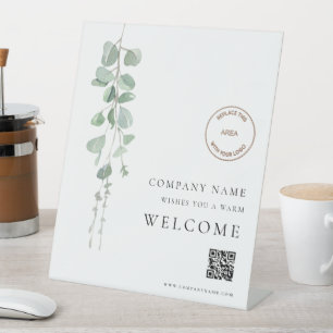 Eucalyptus Welcome Company Ihr Logo-QR-Code Sockelschild