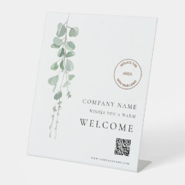 Eucalyptus Welcome Company Ihr Logo-QR-Code Sockelschild