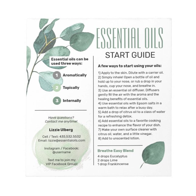 Eucalyptus Wesentlichen al Oils Start Guide Notizblock (Vorderseite)