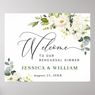 Eucalyptus White Roses PROBE DINNER Poster