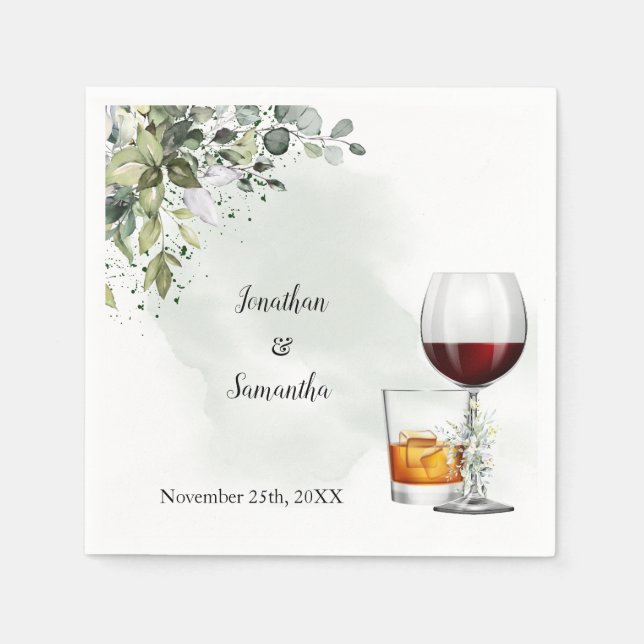 Eucalyptus Wine & Bourbon Wedding Serviette (Vorderseite)