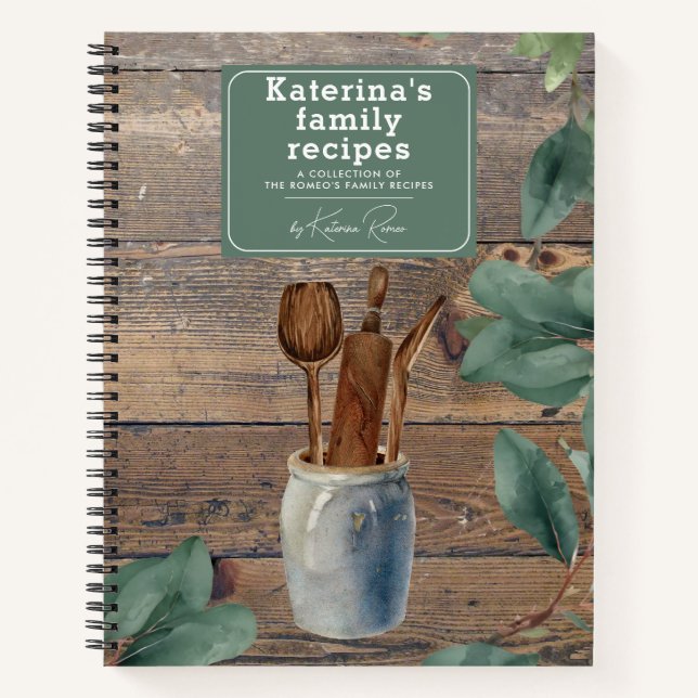 Eucalyptus Wood Kitchen Utensils Family Rezept Notizbuch (Vorderseite)