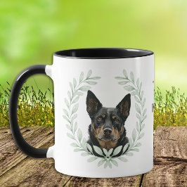 Eucalyptus Wreath Australian Kelpie Dog Monogram Tasse