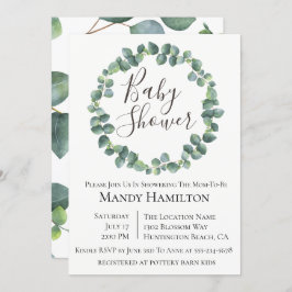 Eucalyptus Wreath Baby Shower Einladung