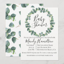 Eucalyptus Wreath Baby Shower Einladung