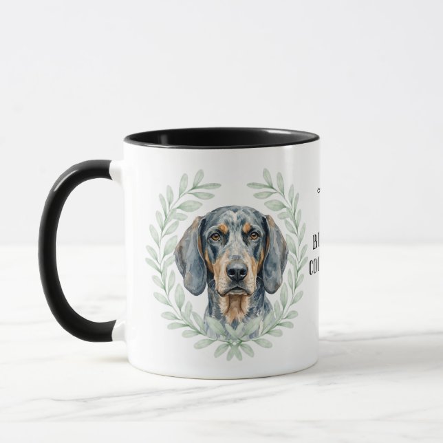 Eucalyptus Wreath Bluetick Coonhound Monogram Tasse (Links)