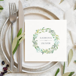 Eucalyptus Wreath | Botanical Personalized Wedding Serviette