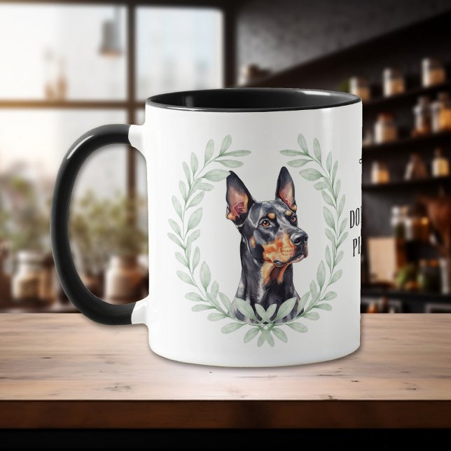 Eucalyptus Wreath Doberman Pinscher Dog Monogram Tasse (Von Creator hochgeladen)