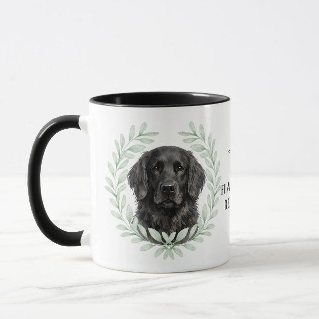 Eucalyptus Wreath Flat Coated Retriever Monogram Tasse (Links)